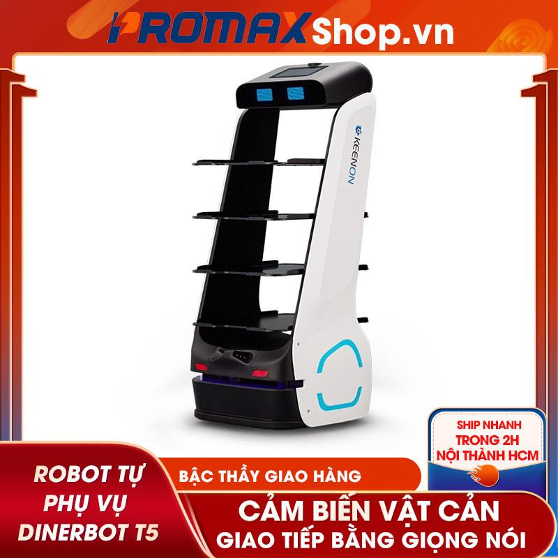 ROBOT phục vụ nhà hàng DINERBOT T5 bậc thầy giao hàng thông minh ( Cảm biến chướng ngại vật, giao tiếp bằng giọng nói)